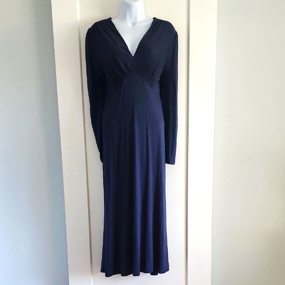 NWT Boden Empire Waist V Neck Jersey Maxi Dress In Navy Size 14 Regular - Picture 1 of 8